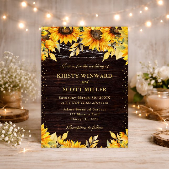 Rustic Watercolor Sunflowers Wedding Invitation (Creator Uploaded)