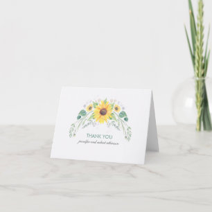 Rustic Watercolor Sunflowers Wedding Thank You Card