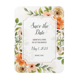 Rustic Watercolor Terracotta Floral Save the Date Magnet