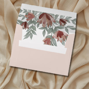Rustic Watercolor Terracotta Floral Wedding  Envelope