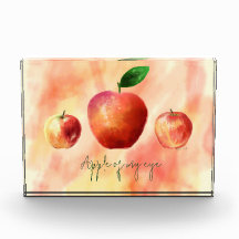 Rustic Watercolor Three Apples 'Apple of My Eye' 