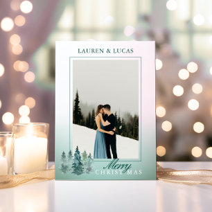Rustic Watercolor Tree Holiday Christmas PHOTO Card