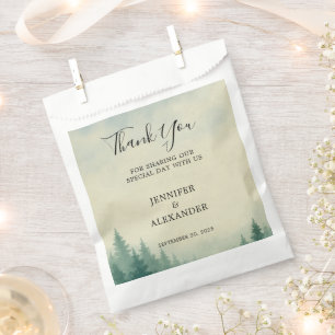 Rustic watercolor trees forest wedding Thank You Favour Bag