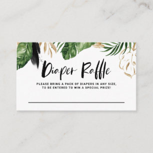 Rustic Watercolor Tropical Greenery Diaper Raffle Enclosure Card
