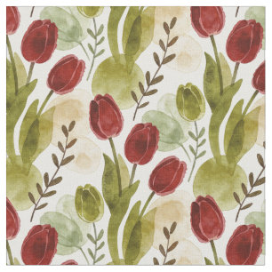 Rustic Watercolor Tulip Botanical Pattern MH26 Fabric