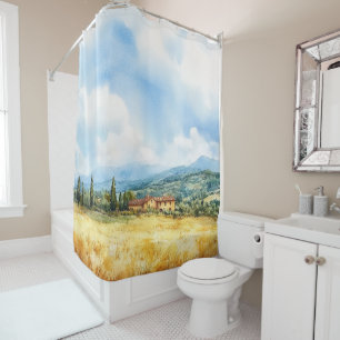 Rustic Watercolor Tuscan Countryside Mediterranean