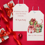 Rustic Watercolor Vintage Christmas  Gift Tags<br><div class="desc">Rustic Watercolor Vintage Christmas Gift Tags A simple, modern and stylish Christmas holiday design. Pretty Christmas presents and holiday greenery comprise this stunning watercolor design. The back side of this gift tag features a customizable holiday message and is personalized with your name. This gift tag is perfect to attach to...</div>