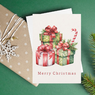 Rustic Watercolor Vintage Christmas Presents Card