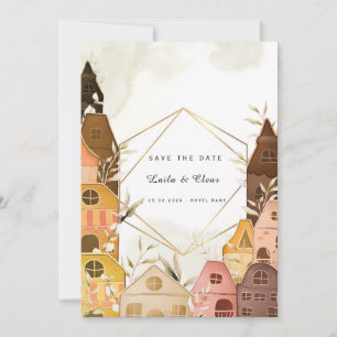 Rustic Watercolor Wedding Invitation Cozy House