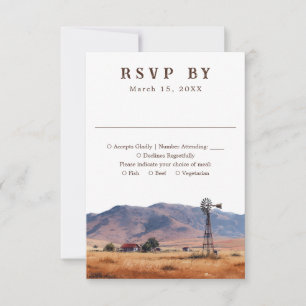 Rustic Watercolor Western Cowboy Ranch Wedding RSVP Card