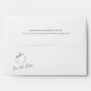 Rustic Watercolor White Pumpkin Return Address Envelope