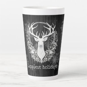 Rustic Watercolor White Reindeer Latte Mug