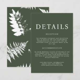 Rustic Watercolor Wild Fern Wedding Details   Enclosure Card