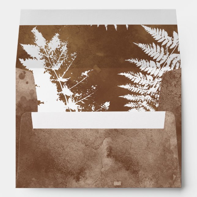 Rustic Watercolor Wild Fern Wedding  Envelope (Back (Bottom))