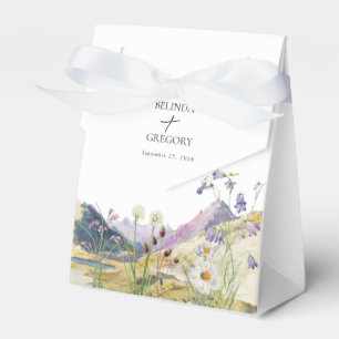 Rustic Watercolor Wildflower Mountain Wedding Favor Box