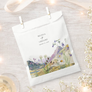 Rustic Watercolor Wildflower Mountain Wedding Favour Bag