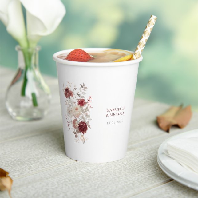 Rustic Watercolor Wildflower Wedding  Paper Cups (Insitu)