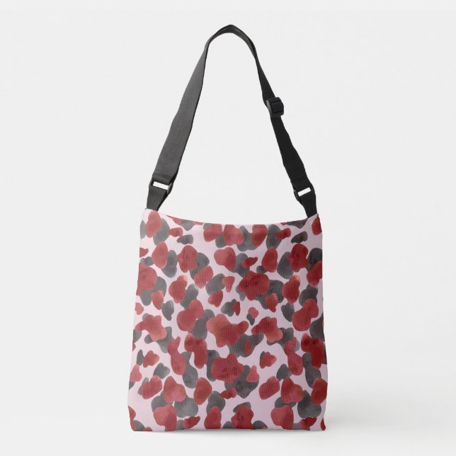 Rustic Watercolor Winter Animal Print Crossbody Bag (Front)