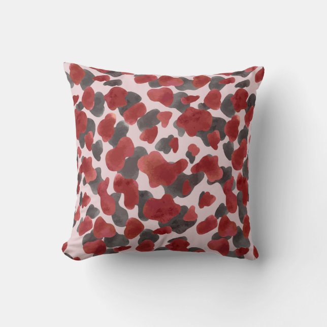 Rustic Watercolor Winter Animal Print Throw Pillow (Front)