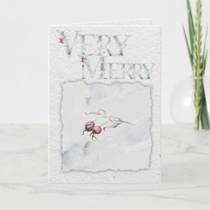 Rustic Watercolor Winter Berry Christmas Card