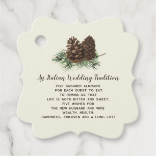 Rustic Watercolor Winter Forest Pine Cone Wedding Favour Tags