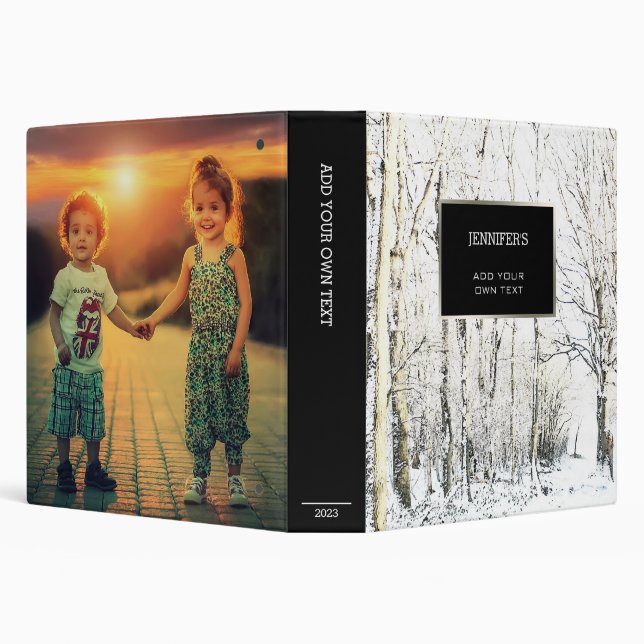 Rustic watercolor winter snow forest family photo binder (Background)