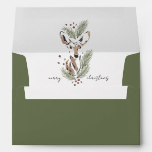 Rustic Watercolor Woodland Deer Envelope