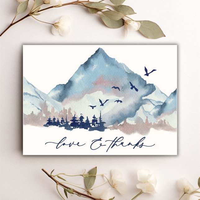 Rustic Watercolor Woodland Pine Forest Thank You Card (Creator Uploaded)