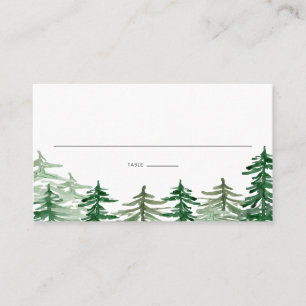 Rustic Watercolor Woodland Trees Custom Wedding Place Card
