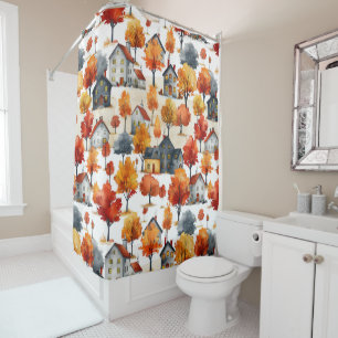Rustic Watercolor woodland Village Pattern