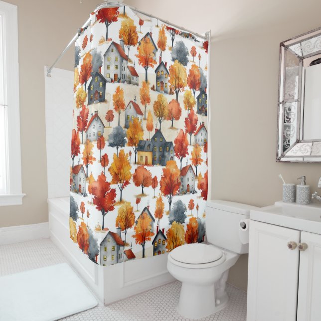 Rustic Watercolor woodland Village Pattern (In Situ)