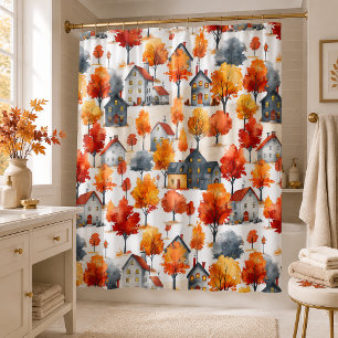 Rustic Watercolor woodland Village Pattern