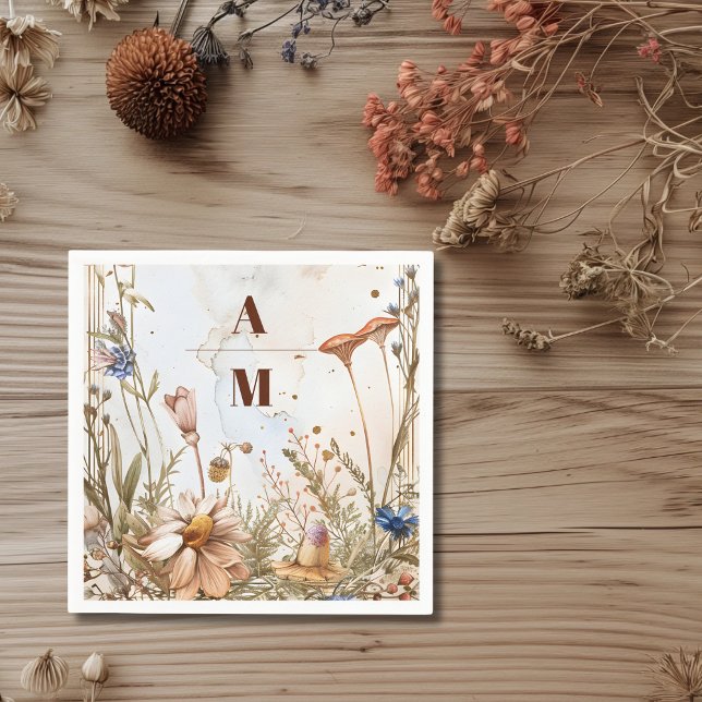 Rustic Watercolor Woodland Wedding Napkin (Creator Uploaded)