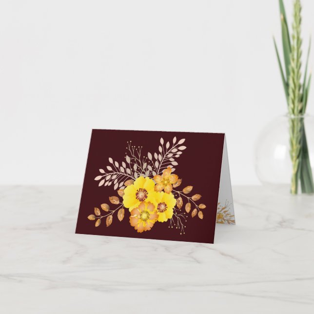 Rustic Watercolor Yellow Wild Roses Thank You Card (Front)