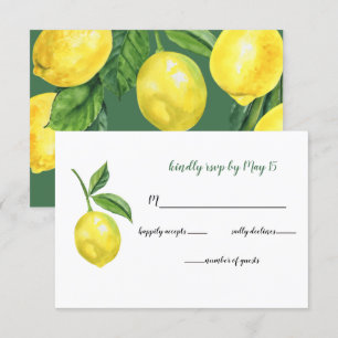 Rustic WatercolorCitrus Lemon Wedding RSVP Card