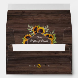 Rustic Watercolour Sunflowers Old Barn Wedding Envelope
