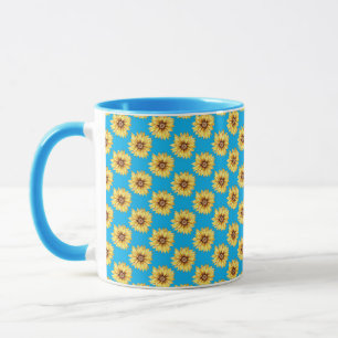 Rustic Watercolour Sunflowers Pattern Floral  Mug
