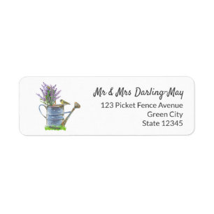Rustic Watering Can and Lavender Return Address