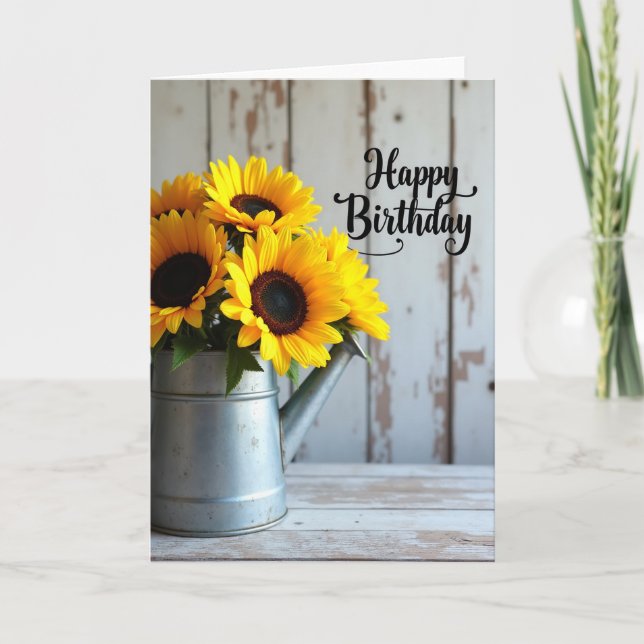 Rustic Watering Can Birthday Card (Front)
