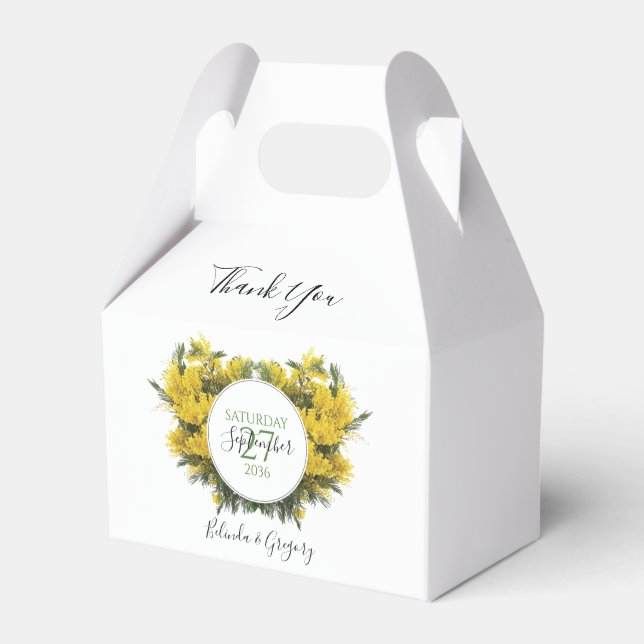 Rustic Wattle Acacia Wedding Favor Box (Front Side)