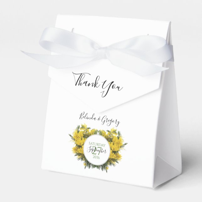 Rustic Wattle Acacia Wedding Favor Box (Front Side)