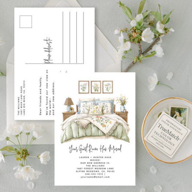 Rustic We Have Moved Elegant Botanical Watercolor  Announcement Postcard (Creator Uploaded)