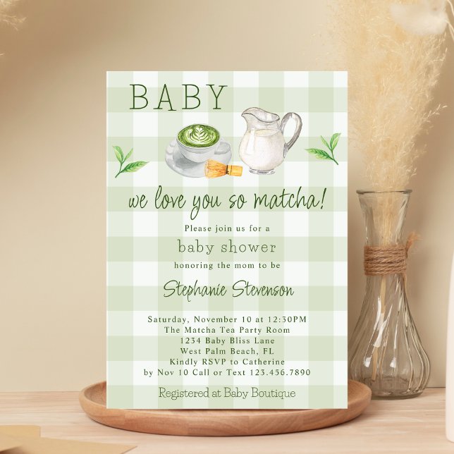 Rustic We Love You So Matcha Green Tea Baby Shower Invitation (Creator Uploaded)