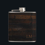 Rustic Weathered Black Brown Wood Wedding Monogram Hip Flask<br><div class="desc">This simple rustic monogram design is classic. This flask makes a great gift for your special occasion.</div>