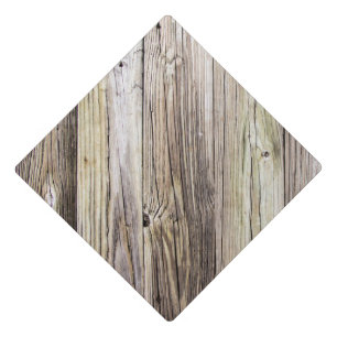 Rustic Weathered Boards with Natural Wood Grain Graduation Cap Topper