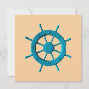 Rustic Weathered Boat Steering Wheel Photo Image Card