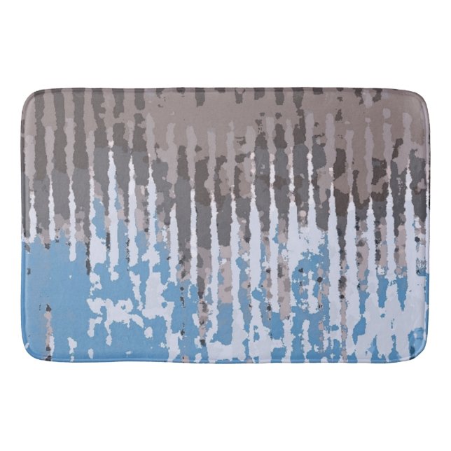 Rustic Weathered/ Brown Blue Design     Bath Mat (Front)