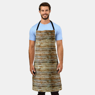 Rustic Weathered Brown Wood Plank Seamless Pattern Apron
