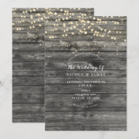 Rustic Weathered Grey Wood String Lights Wedding