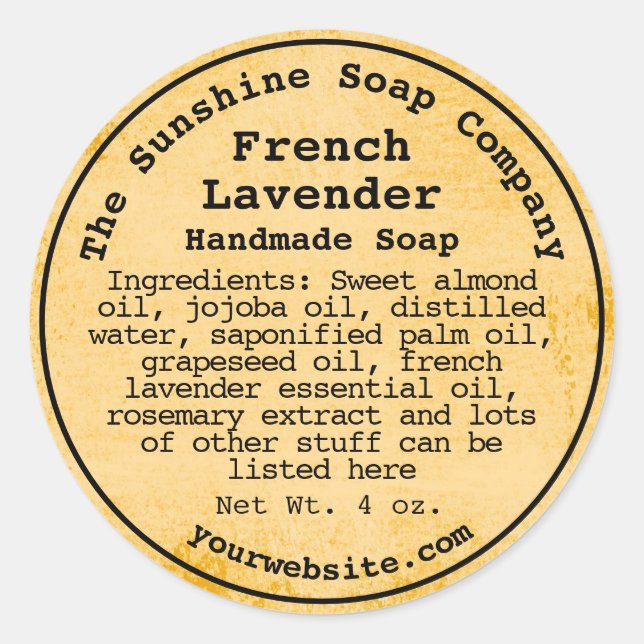 Rustic weathered paper style cosmetic label - 1 (Front)